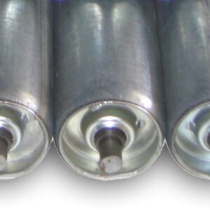 DESCRIPTIF : Boitier en tôle d'acier, roulements de précision 608 ou 6201 ( ZZ, 2RS sur demande ). Axe maintenu par bossages. UTILISATION : Charges isolées faibles ou moyennes. Manutention par gravité. Utilisation préférentielle en rouleaux entraînés par courroie ronde ou plate pour une manutention rapide et silencieuse. Utilisation de -20 à 80°C. FICHES TECHNIQUES : Rouleaux D50 Rouleaux D50 et D60