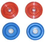 DESCRIPTIF : Galets Ø 48 mm en polypropylène. Alesage pour passage d'axe Ø 8,1 mm. Longueur hors tout de 24 mm, bande de roulement de 17 mm. Roulements de manutention à faible inertie à la rotation équipés de billes acier ou inox. Possibilité de roulements avec cage à billes. Poids : 20 g Capacité unitaire : 8 kg Utilisation de 0 à 60°C Sur demande : fourniture d'entretoises PVC et d'axes pour la réalisation de "brochettes". FICHE TECHNIQUE : Galets plastiques D48