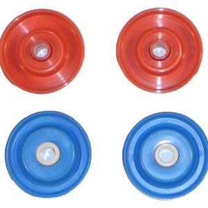 DESCRIPTIF : Galets Ø 48 mm en polypropylène. Alesage pour passage d'axe Ø 8,1 mm. Longueur hors tout de 24 mm, bande de roulement de 17 mm. Roulements de manutention à faible inertie à la rotation équipés de billes acier ou inox. Possibilité de roulements avec cage à billes. Poids : 20 g Capacité unitaire : 8 kg Utilisation de 0 à 60°C Sur demande : fourniture d'entretoises PVC et d'axes pour la réalisation de "brochettes". FICHE TECHNIQUE : Galets plastiques D48